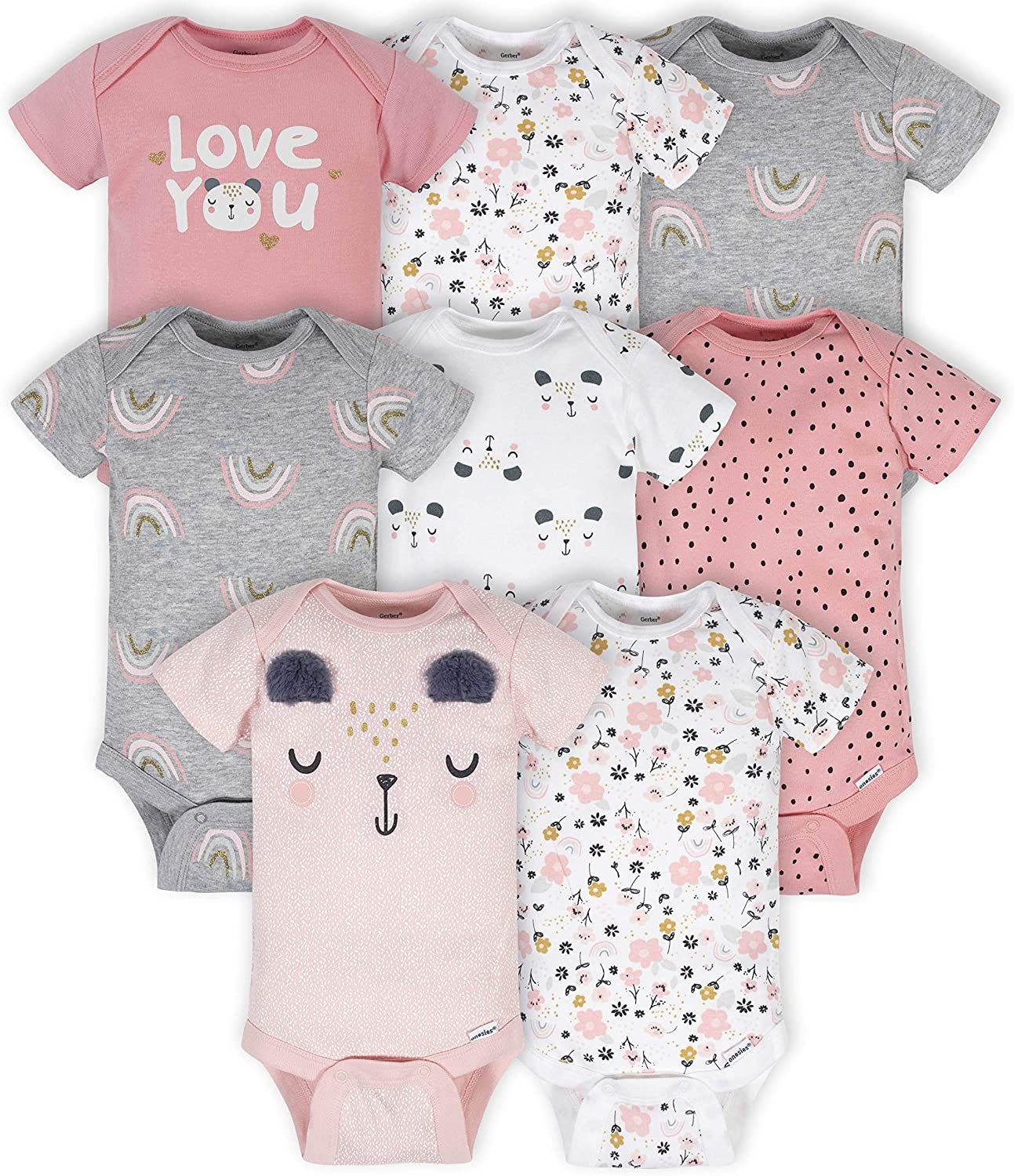 230816052258849_1 Gerber baby-girls 8-pack Short Sleeve Onesies Bodysuits - Image 1